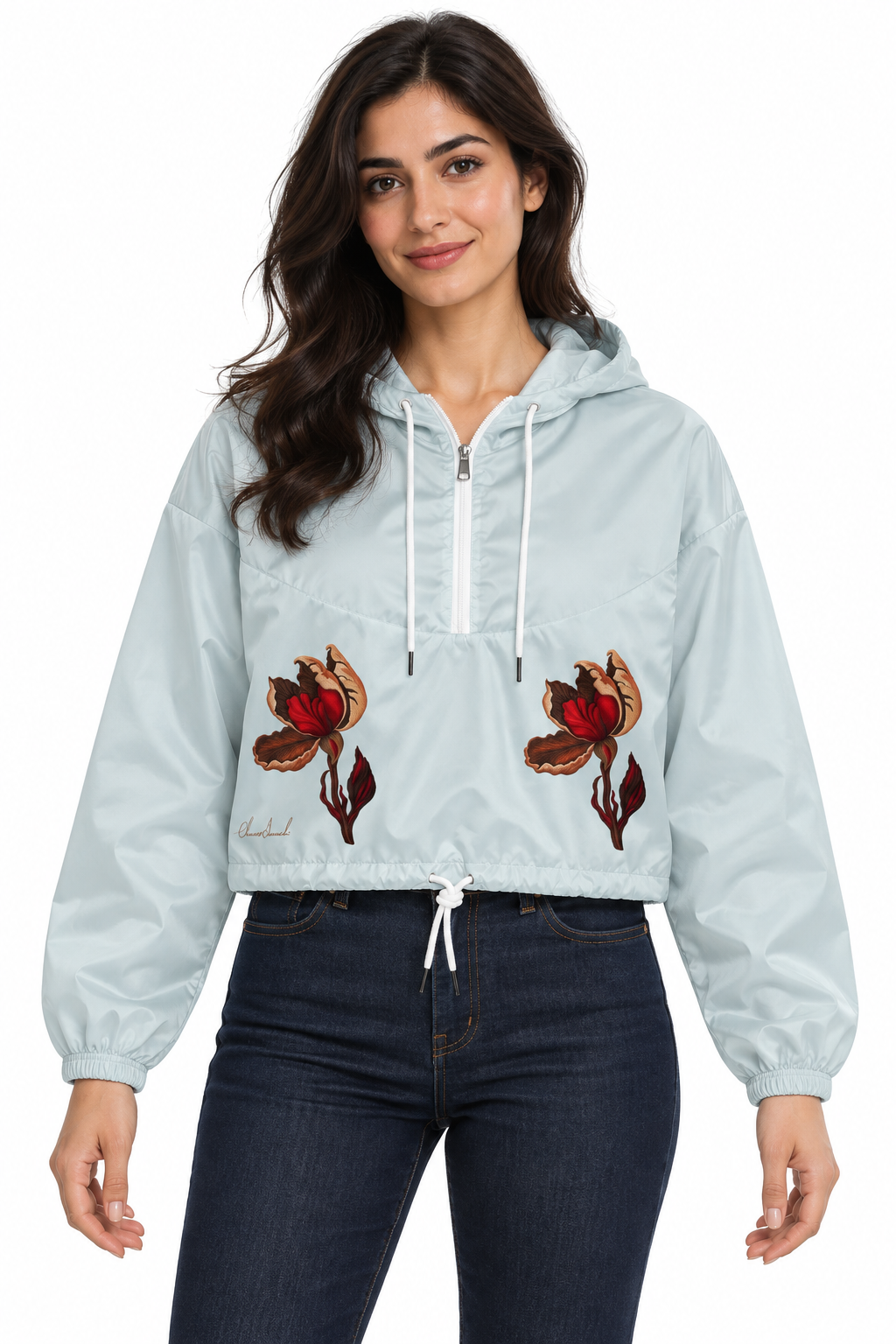 Still Blooming cropped windbreaker, wearable art by Chnoor Samadi, view 2