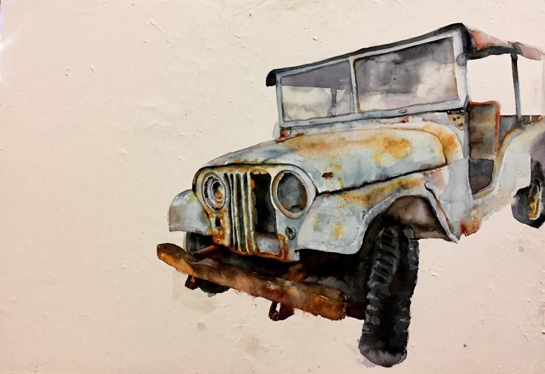 "The Gendarme's Car" Painting
