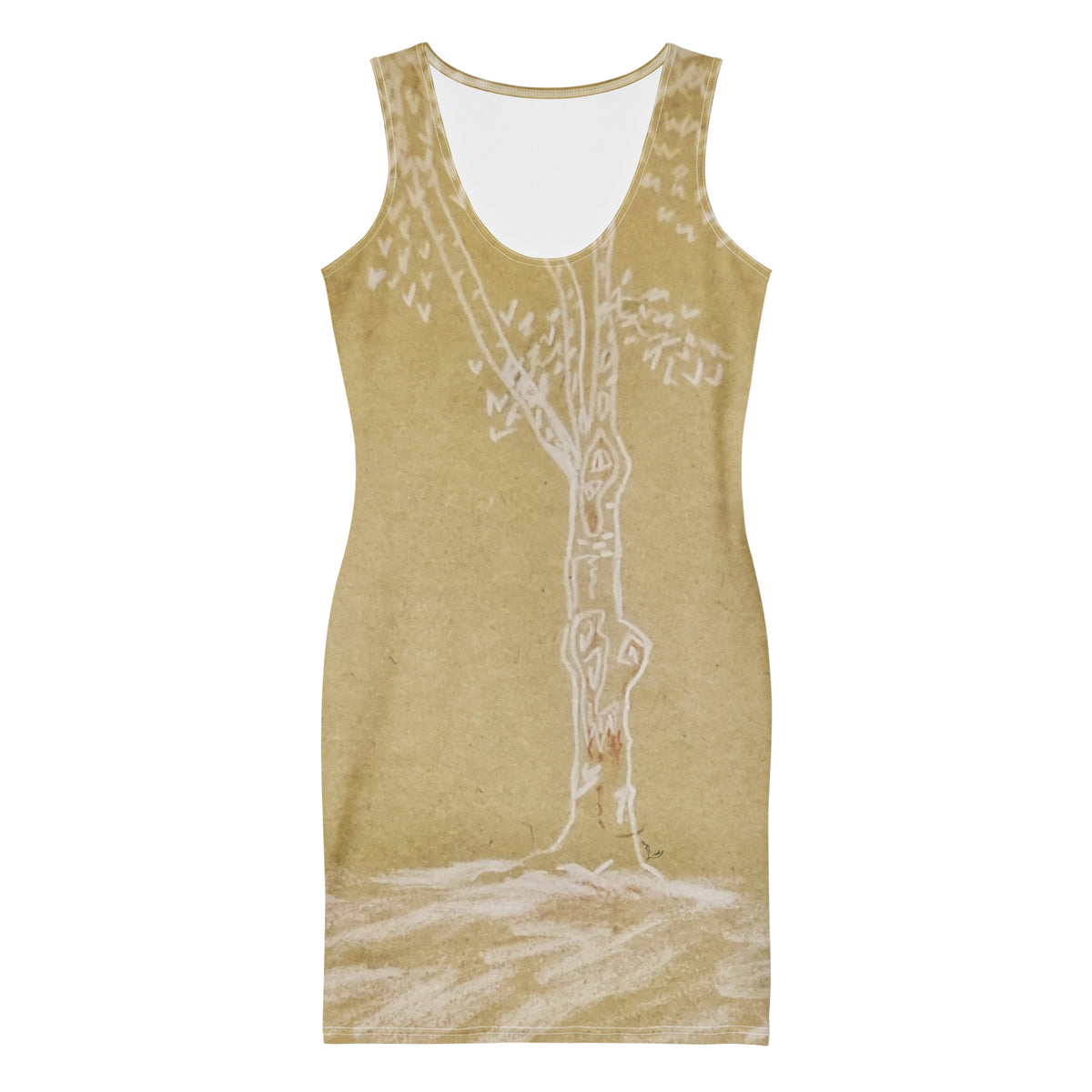 The Lonely and Trees bodycon dress, wearable art by Paeez Khorsand
