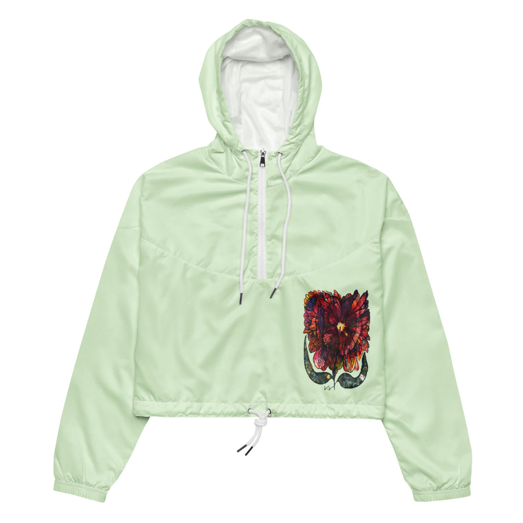 Colorful Bloom cropped windbreaker, wearable art by Viona Vozhd
