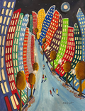 “Skyline in Celebration” Original Painting by Golnoosh Pourshahid