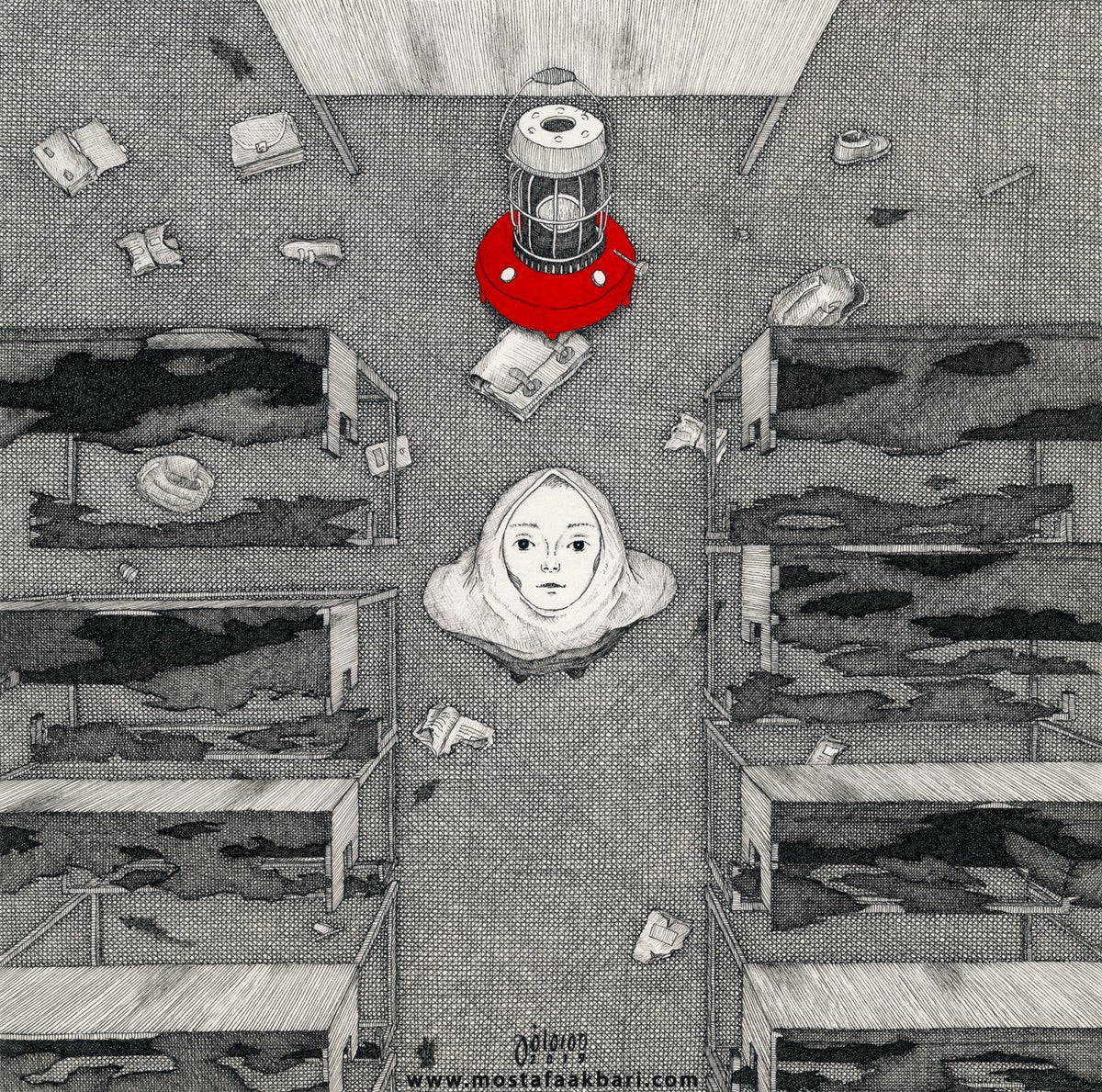 Ishmael In The Fire, original painting by Mostafa Akbari