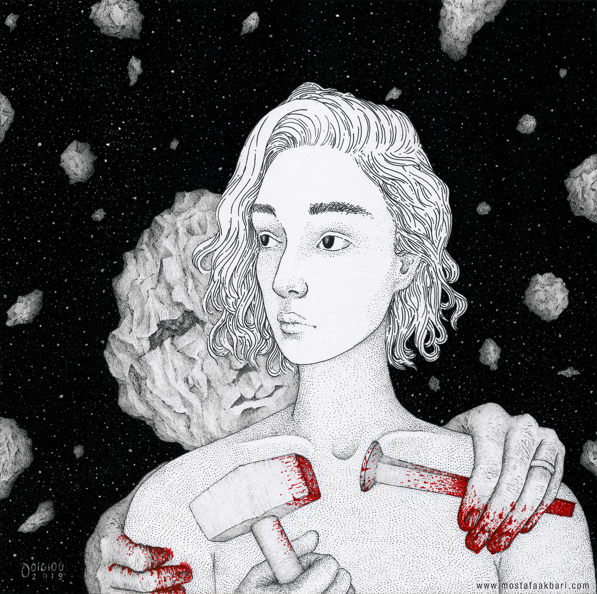 Meteorite, original painting by Mostafa Akbari