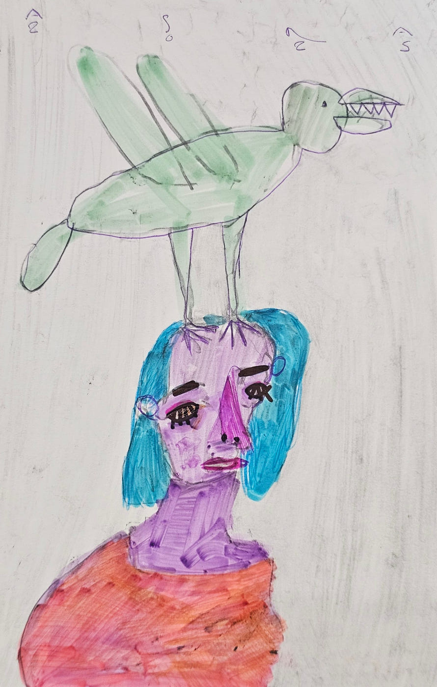 Sorrows Can Be a Big Bird, original painting by Asra Golmohamadii