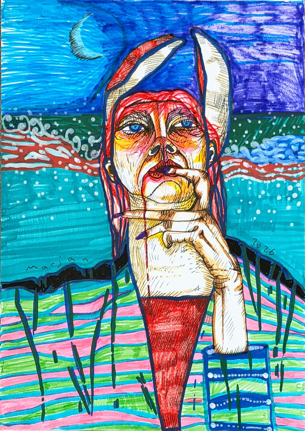 The Sea of Blood, original painting by Marjan Andaroodi