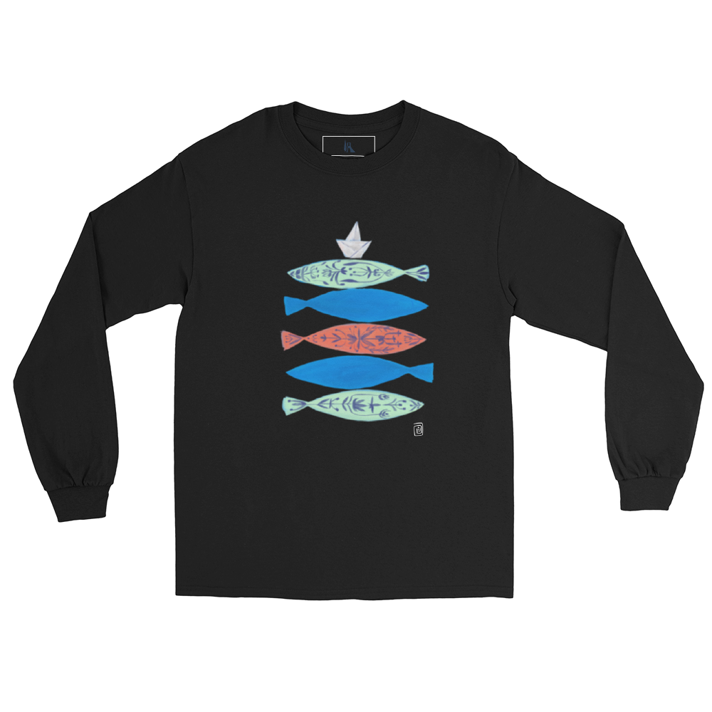 Paper Boat unisex long sleeve shirt, wearable art by Sanaz Marefat
