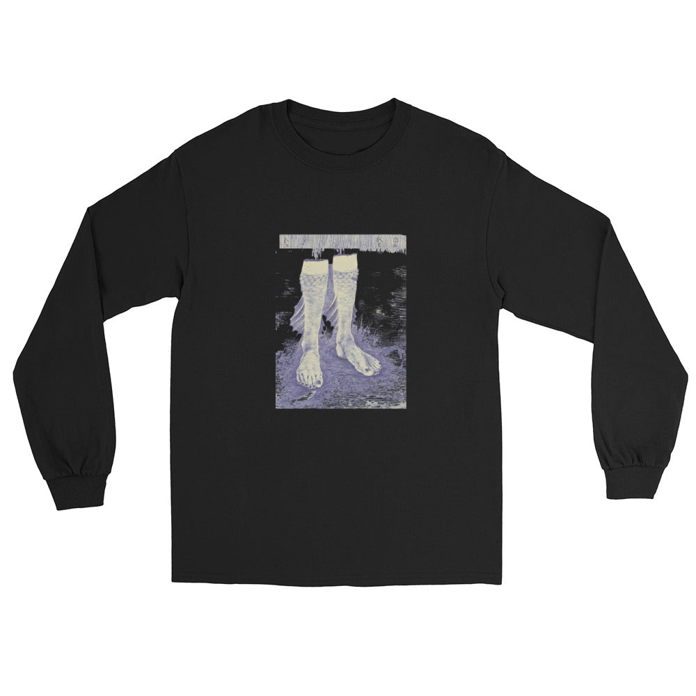 Where Are My Feet? unisex long sleeve shirt, wearable art by Asra Golmohamadii, view 2