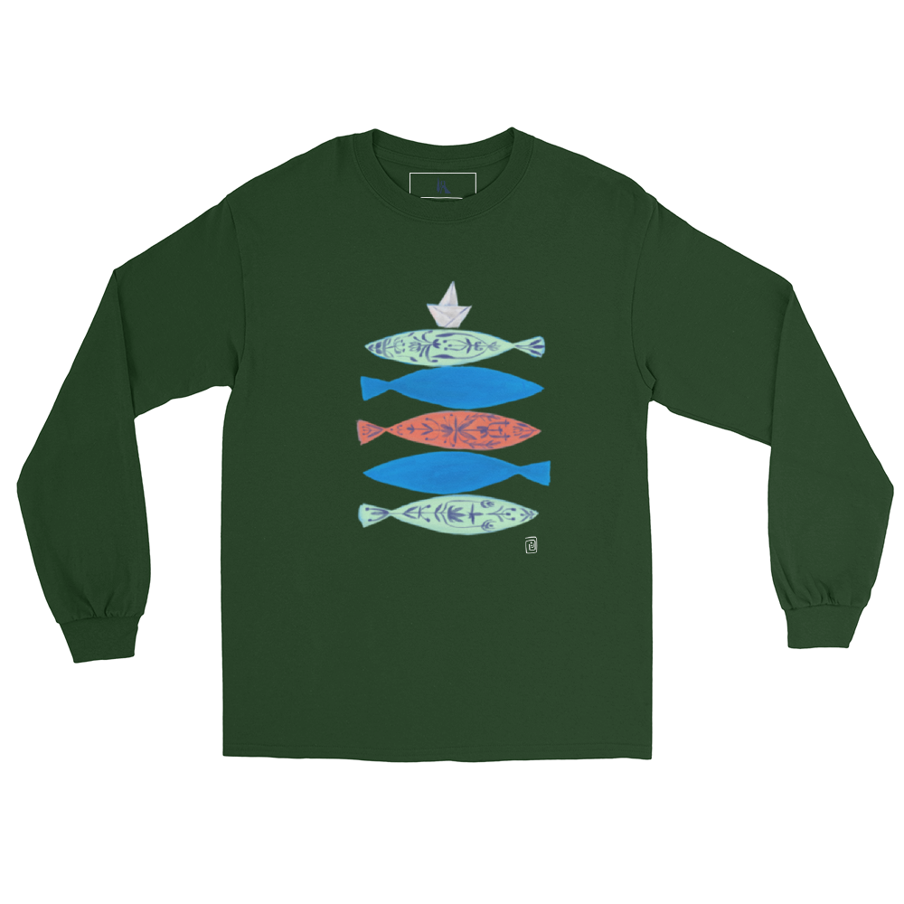 Paper Boat unisex long sleeve shirt, wearable art by Sanaz Marefat, view 3