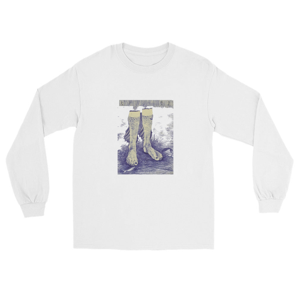 Where Are My Feet? unisex long sleeve shirt, wearable art by Asra Golmohamadii