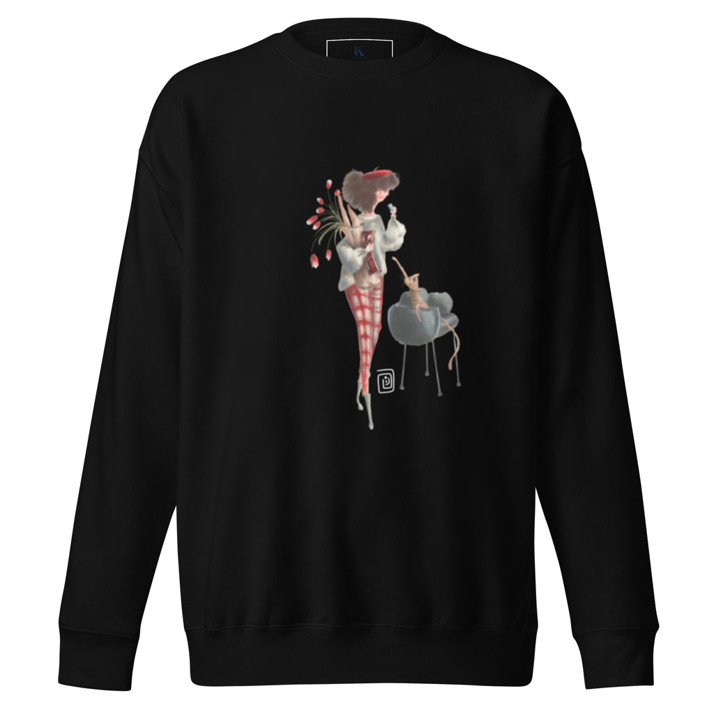 The Cat sweatshirt, wearable art by Sanaz Marefat