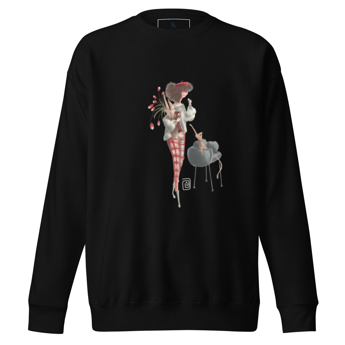 The Cat sweatshirt, wearable art by Sanaz Marefat