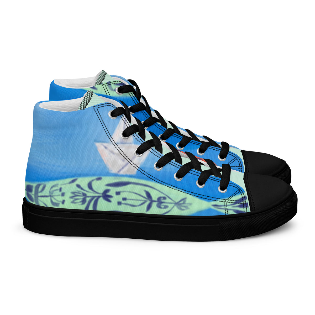 Paper Boat women's high top shoes, wearable art by Sanaz Marefat, view 2