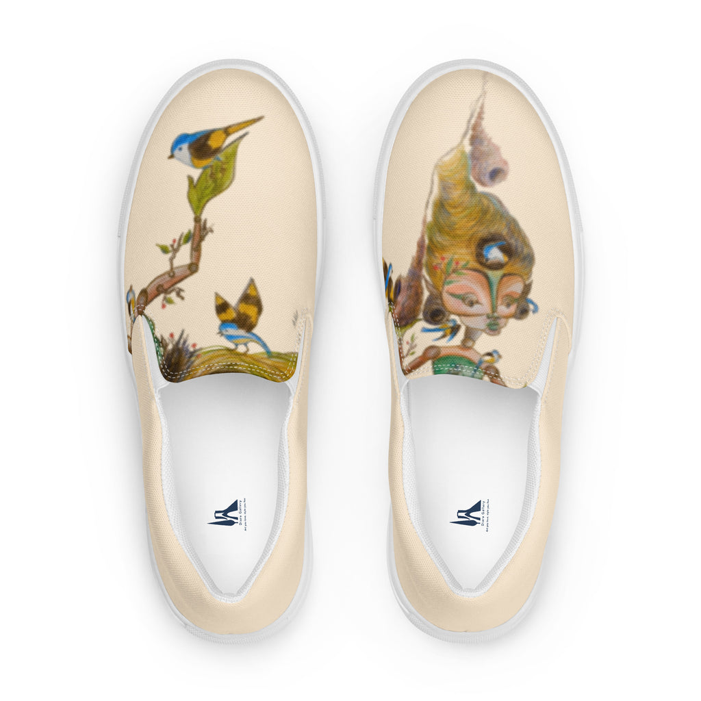 Safe House women's slip-on shoes, wearable art by Sanaz Marefat