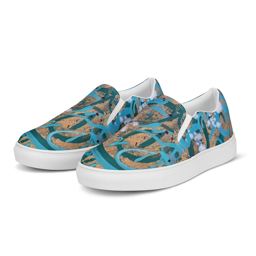 Calligraphy 03 women's slip-on shoes, wearable art by Solmaz Asadi, view 2